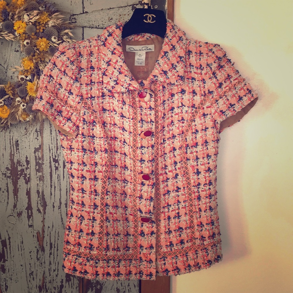 Pastel Oscar de la Renta boucle jacket